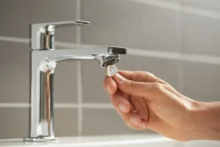 Mitigeur de lavabo avec tirette et vidage chromé, Hansgrohe Rebris E 110 CoolStart
