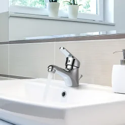 Mitigeur de lavabo avec Tirette de Vidage, Bonde Incluse, Auralum Max Robinet Salle de Bain Chromé Robinetterie en Laiton