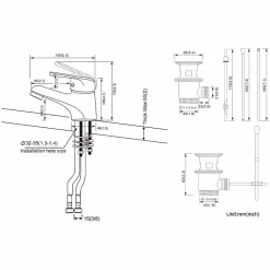 Mitigeur de lavabo avec Tirette de Vidage, Bonde Incluse, Auralum Max Robinet Salle de Bain Chromé Robinetterie en Laiton