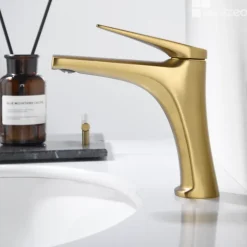 Mitigeur de Lavabo Bec Bas Anti-Calcaire Or Brossé IMEX DELOS BDD055-1OC