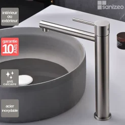 Mitigeur de Lavabo Bec Haut en Acier Inoxydable Intérieur / Extérieur IMEX MOSCU BDK034-3