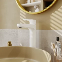 Mitigeur de lavabo blanc GoodHome Cavally XL
