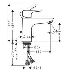 Mitigeur de lavabo chromé Hansgrohe Ecos L