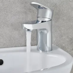 Mitigeur de lavabo chromé taille S avec bonde clic-clac, GoodHome Cavally