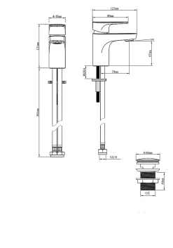 Mitigeur de lavabo chromé taille S avec bonde clic-clac, GoodHome Cavally