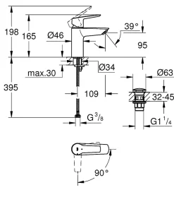 Mitigeur de lavabo chromé Grohe Start