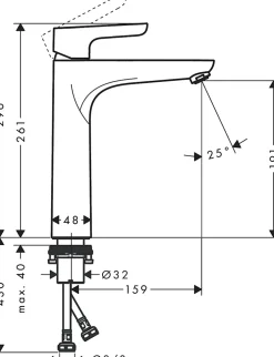 Mitigeur de lavabo chromé Hansgrohe Waterforms XL