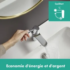 Mitigeur de lavabo chromé Hansgrohe Waterforms L CoolStart