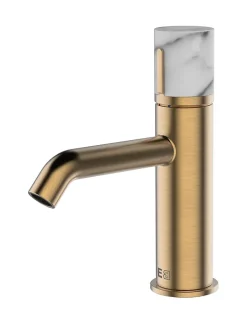 Mitigeur de lavabo cuivre et marbre blanc Essebagno Manopola