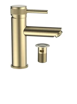 Mitigeur de lavabo doré avec bonde clic clac, MTK Élégance