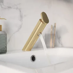 Mitigeur de lavabo doré brossé GoodHome Nyasa