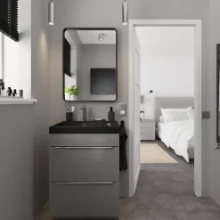 Mitigeur de lavabo H.17,4 cm, gun metal, GoodHome Kolima