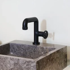 Mitigeur de lavabo H.18 cm, noir, Essebagno Factory