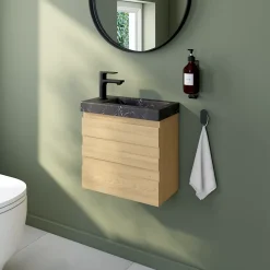 Mitigeur de lavabo Hansgrohe Rebris E 80 pour lave-mains sans tirette ni vidage noir mat