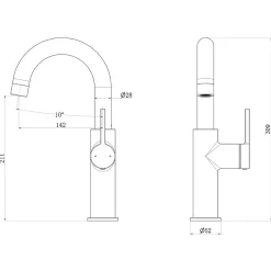 Mitigeur de lavabo haut cuivre brossé Essebagno Reflet