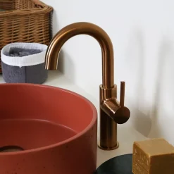Mitigeur de lavabo haut cuivre brossé Essebagno Reflet
