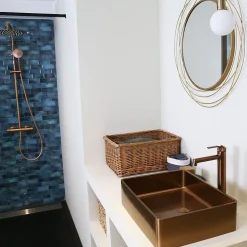 Mitigeur de lavabo haut cuivre brossé Essebagno Molette