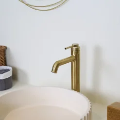Mitigeur de lavabo haut Or brossé Essebagno Art Deco