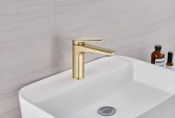 Mitigeur de lavabo laiton brossé Edouard Rousseau Gloss