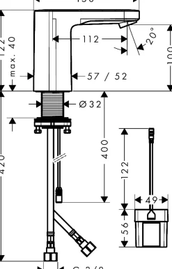 Mitigeur de lavabo électronique avec pré-réglage de la température sur batterie, chrome, Hansgrohe Vernis Blend