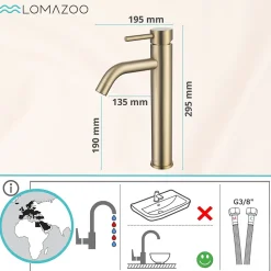 Mitigeur de lavabo LOMAZOO doré Midas