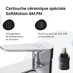 Mitigeur de lavabo Mitigeur Salle de Bain Robinet de lavabo, Chromé, taille L, FTA92000 AM.PM