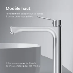 Mitigeur de lavabo Mitigeur Salle de Bain Robinet de lavabo, Chromé, taille L, FTA92000 AM.PM