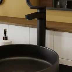 Mitigeur de lavabo noir GoodHome Cavally XL