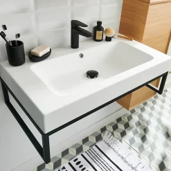 Mitigeur de lavabo noir taille M avec bonde clic-clac, GoodHome Cavally