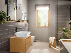 Mitigeur de lavabo pour vasque à poser avec tirette et vidage noir mat, Hansgrohe Rebris E 240 CoolStart