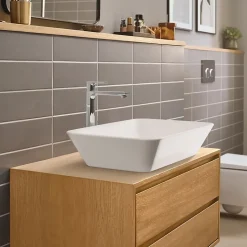 Mitigeur de lavabo pour vasque à poser avec tirette et vidage chromé, Hansgrohe Rebris E 240 CoolStart