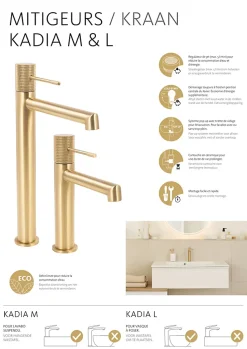 Mitigeur De Lavabo Schulte Kadia L - Or Mat