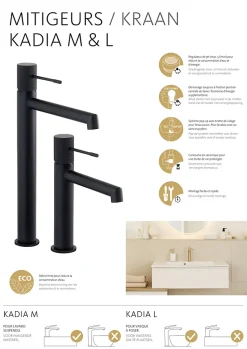 Mitigeur De Lavabo Schulte Kadia M - Noir Mat