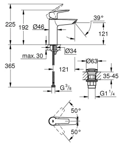 Mitigeur de lavabo taille M, noir, Grohe Start