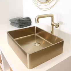Mitigeur de lavabo XL H.32 cm, doré, Essebagno Factory