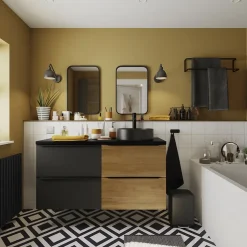 Mitigeur de lavabo XL H.25,6 cm, noir mat, GoodHome Owens