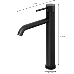 Mitigeur de lavabo XL H.25,6 cm, noir mat, GoodHome Owens