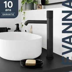 Mitigeur de lavabo XL, noir, GoodHome Levanna