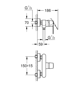 Mitigeur douche 2 trous Grohe Get finition chromé