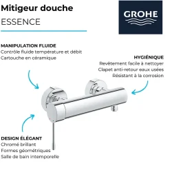 Mitigeur douche GROHE Essence Hard Graphite