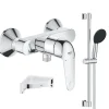 Mitigeur douche mécanique GROHE Swift 2023 + Ensemble de douche 2 jets avec barre + Tablette de douche d'angle