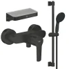 Mitigeur douche mécanique GROHE start Black + Ensemble de douche 2 jets avec barre Noir + Panier douche