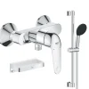 Mitigeur douche mécanique GROHE Swift 2023 + Ensemble de douche 2 jets avec barre + Panier douche