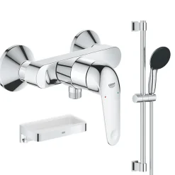 Mitigeur douche mécanique GROHE Swift 2023 + Ensemble de douche 2 jets avec barre + Panier douche