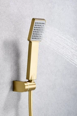 Mitigeur douche or brosse en laiton douchette carree flexible metal 180 cm