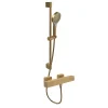 Mitigeur douche thermostatique VILLEROY ET BOCH Universal rectangle + Ensemble de douche Verve Showers 3 jets Or brossé