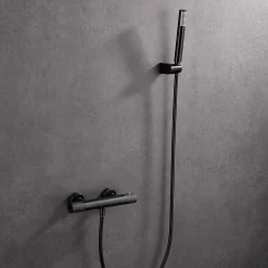 Mitigeur douche thermostatique noir gun metal en laiton avec finition PVD