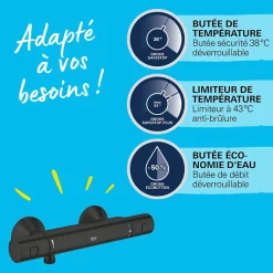 Mitigeur douche thermostatique GROHE Precision Start noir