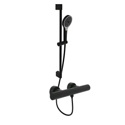Mitigeur douche thermostatique VILLEROY ET BOCH Universal rond + Ensemble de douche Verve Showers 3 jets noir mat