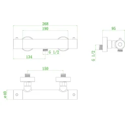 Mitigeur douche thermostatique gun métal Essebagno Luisa